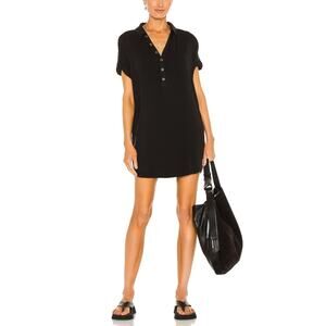 Chaser 'Heirloom' Black Wovens Rolled Short Sleeve Button Down Mini Dress Size